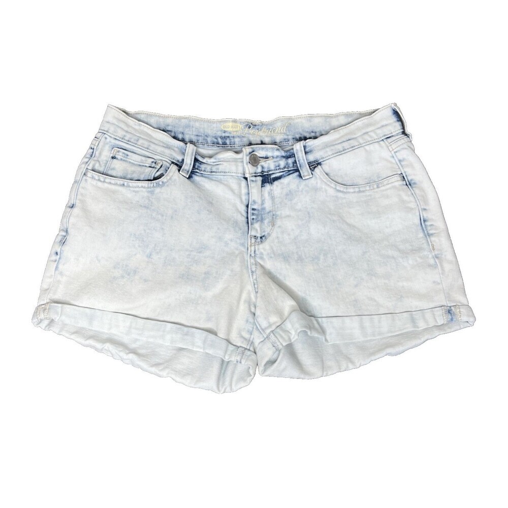 Old Navy Jean Shorts Women 6 Regular The‎ Boyfriend Fit Cuffed Stretchy Bleached